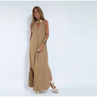 Verona - Elegantes langes locker sitzendes Kleid – Kaffee