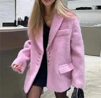 Elinna | Modischer einreihiger Mantel – Rosa