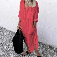 Lotte Leinen Kleid | Modisches und bequemes Sommerkleid – Rot