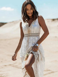 Heidi-Mode | Lange Boho Kleid mit Eleganz – Weiß