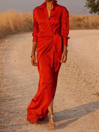 Octavia - V-Ausschnitt Maxikleid – Rot