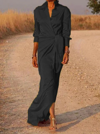 Octavia - V-Ausschnitt Maxikleid – Schwarz