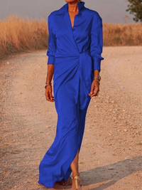Octavia - V-Ausschnitt Maxikleid – Blau