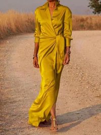 Octavia - V-Ausschnitt Maxikleid – Gelb
