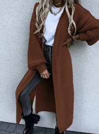 Zolzy | Langer Strick-Cardigan – Eleganz und Komfort für den Alltag – Marron foncé