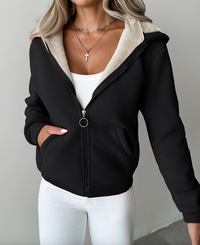Leyshaela | Hoodie mit Reißverschluss und Fleece-Futter – Schwarz