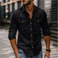 BILL - LANGÄRMELIGES DENIMHEMD – Schwarz
