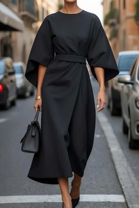 Rome™ – Zeitlos elegantes Kleid mit Laternenärmeln – Schwarz