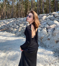 Isabella | Strick-Maxikleid – Schwarz