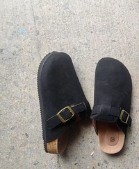 Maximilian | Herren Orthopädische Leder-Slip-on-Pantoletten – Schwarz