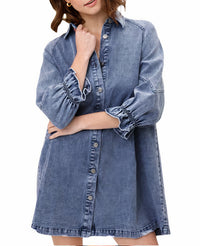 DenimDaze | Denim Kleid mit langen Ärmeln – Blau