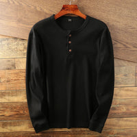 Felix | Herren Casual Langarm Henley T-shirt – Schwarz