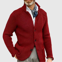 Philipp | Herren Raffinierte Knöpfen Strickjacke – Dunkelrot