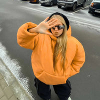 Olithoreia | Damen Winterjacke mit Kapuze und Taschen – Orange