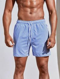 Gestreifte Badeshorts Für Herren | Kordelzug – Dunkelblau