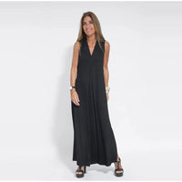 Verona - Elegantes langes locker sitzendes Kleid – Schwarz