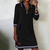Navelle™ Kleid mit Polokragen und Müheloser Eleganz – Schwarz