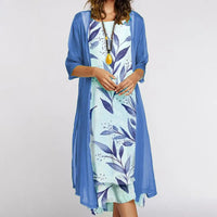 Berthana | Damen Rundhalsausschnitt Kleid – Blau