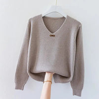 NADJA - ENG ANLIEGENDER RIPPSTRICKPULLOVER – Khaki