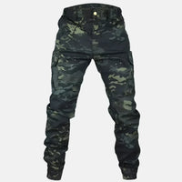 Cargohose für Herren - Leichte Sommer-Wanderhose im militärischen Stil für Outdoor – Schwarzes Tarnmuster