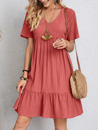 Stella | Anmutiges Vintage Kleid mit V-Ausschnitt – Rot