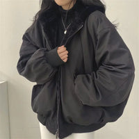 Käthe - Wendbare Jacke mit Kapuze – Schwarz