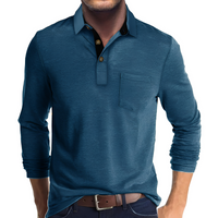 Marty - Komfortables Herren-Poloshirt mit langen Ärmeln – Blau