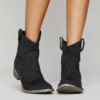 Damen Vintage Stiefeletten | Schlüpfen – Schwarz