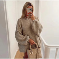 Flauschiger Oversize Strickpullover – Khaki