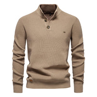 Konrad | Stilvoller Herrenpullover mit Knopfdesign – Khaki