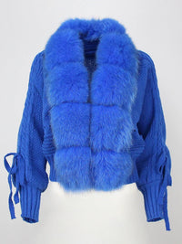 Lixx | Luxury Wintermantel für Damen mit echtem Fuchsfellkragen – Blau