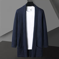 Hendrik | Herren Offene Wasserfall Front Strickjacke – Blau