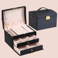 Dreifach-Schubladen Schmuckbox | Platzsparende und elegante Sommer-Organisation – Schwarz