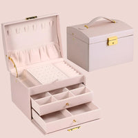 Dreifach-Schubladen Schmuckbox | Platzsparende und elegante Sommer-Organisation – Rosa