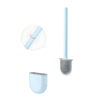 Silikon-Toilettenbürste mit Wandhalterung – Hygienische Toilettenbürste für müheloses Reinigen und schnelles Trocknen – Himmelblau