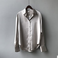 Silvana | Vintage Seiden Bluse – Grau