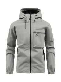 Iretalia | Stylische wasserdichte Windbreaker-Jacke für Männer mit Kapuze – Silbergrau