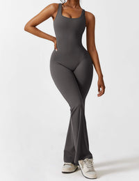 Sionex | Atmungsaktiver Flare-Jumpsuit für Damen Sommer – Dunkelgrau