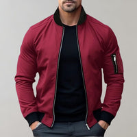 Bomberjacke Herren Leicht | Zip-Up Jacke Alltag – Rot