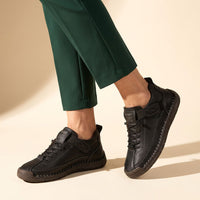 Claudia | Damen Sportliche Flexible Sneaker – Schwarz