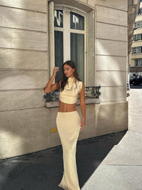 Marielle Butter Creme Satin Set – Creme