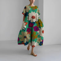 Sommerkleid für Damen – Luftiges Maxikleid im Tunikastil mit Print – Grün