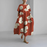 Sommerkleid für Damen – Luftiges Maxikleid im Tunikastil mit Print – Rot