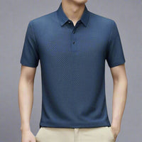 HUGOS Polo Shirt | Atmungsaktives Herren Poloshirt Kurzarm | Leichtes Sommer Mesh Polo Hemd – Blau