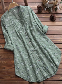 Sophia | Elegante Sommerbluse mit V Ausschnitt und Blumenmuster – Grün