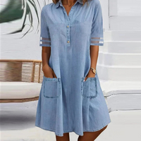 Jill | Denim Mini Kleid mit Seitentaschen – Blau