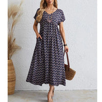 Mik | Handgemachtes Sommerkleid für Damen – Navy blau