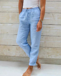 Sommerhosen für Damen - Luftige 3/4 Hose mit Gummibund – Blau