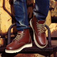 Retro Winterstiefel für Herren – Dunkelbraun