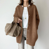Wilma | Oversize Knopf Strickjacke – Braun